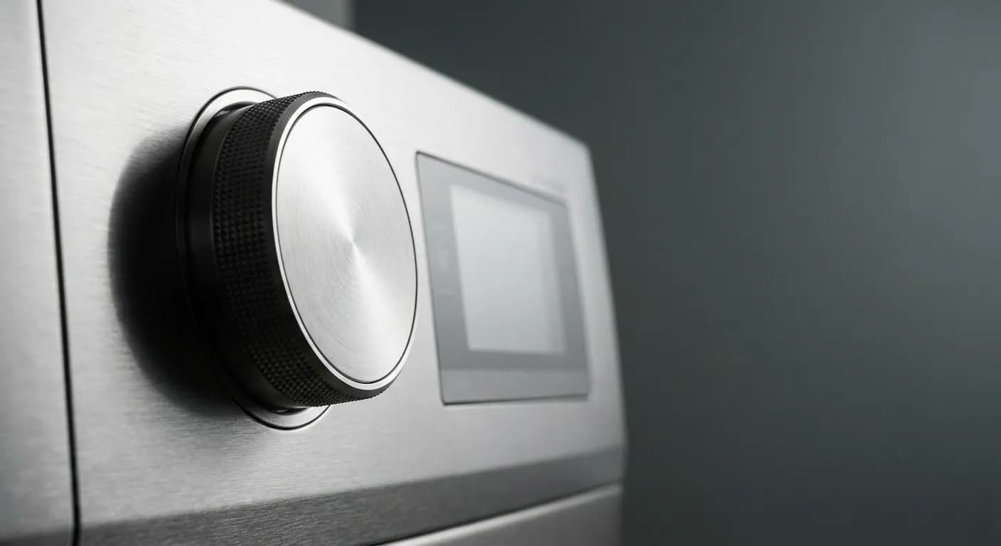 Laverie automatique : avis, rentabilité et budget (2024) Gros plan iconique sur une machine à laver professionnelle haut de gamme