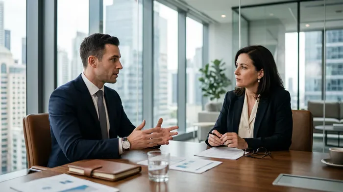 Garantie BPI et caution personnelle : le guide complet - Caution personnelle et BPI : évitez ces 3 erreurs fatales - BPI et caution personnelle : comment protéger ses biens ? Analyse de documents de financement professionnel entre un banquier et un client.